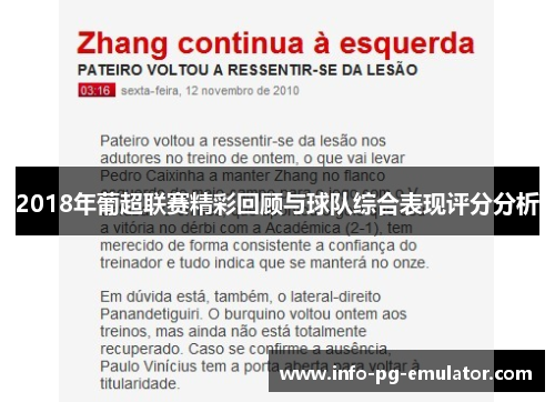 2018年葡超联赛精彩回顾与球队综合表现评分分析