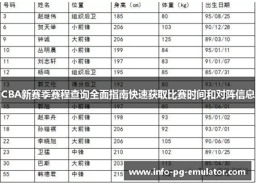CBA新赛季赛程查询全面指南快速获取比赛时间和对阵信息