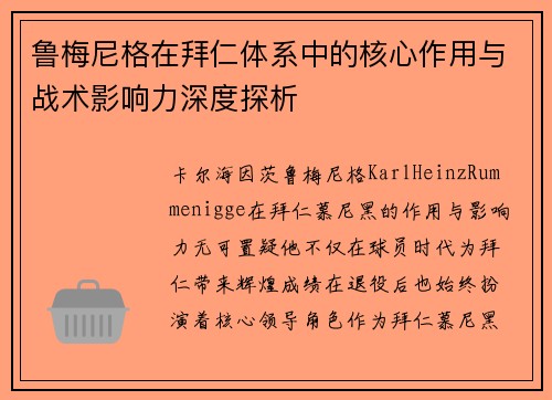 鲁梅尼格在拜仁体系中的核心作用与战术影响力深度探析 鲁梅尼格在拜仁体系中的核心作用与战术影响力深度探析